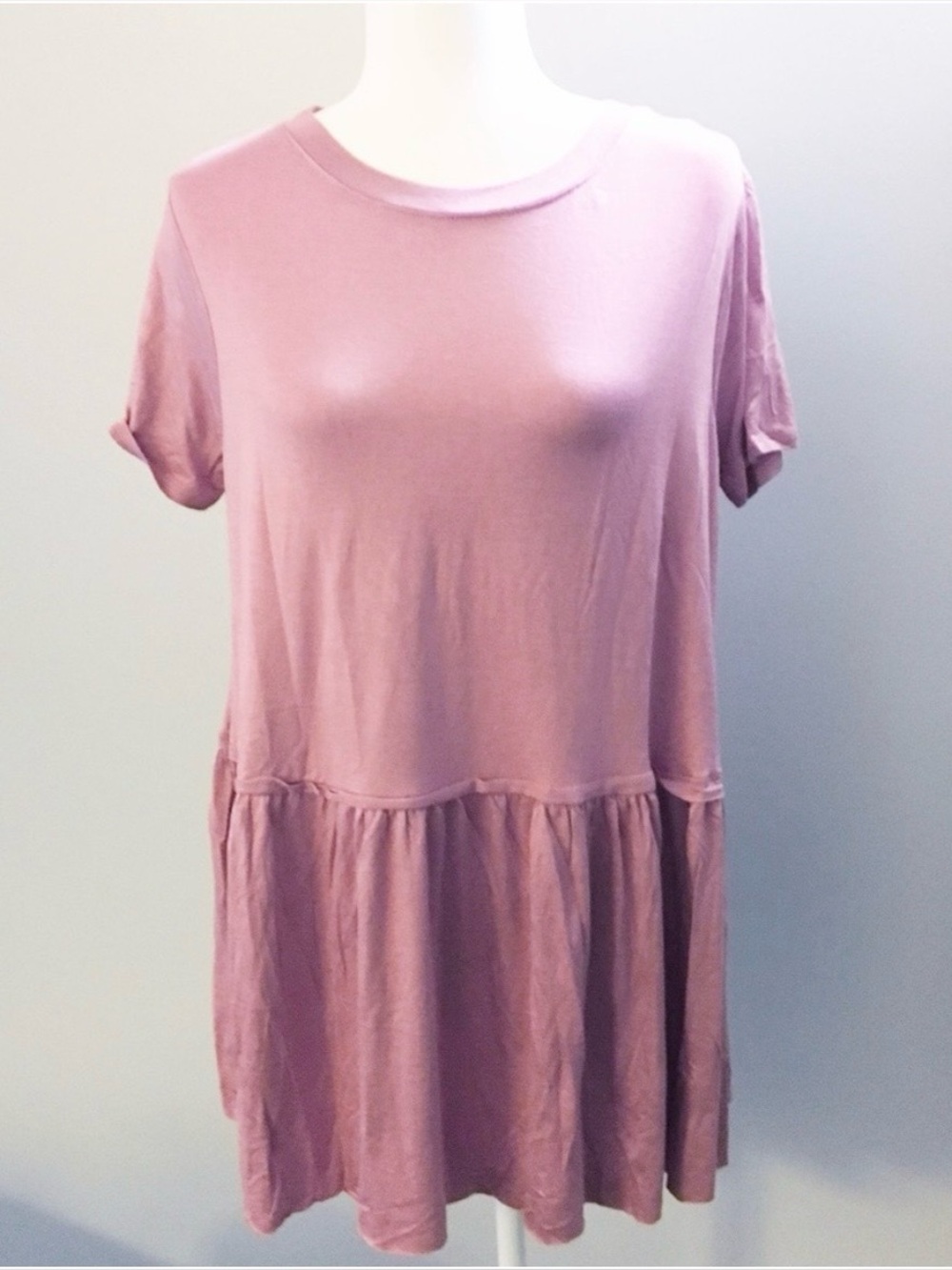 Zenana Outfitters Short Sleeve Peplum Tunic - Mauve Pink